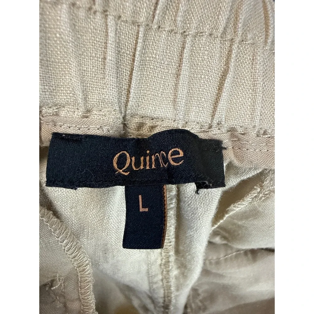 Quince Wide Leg Pants Womens L Driftwood Resort 100% European Linen Smocked Chic